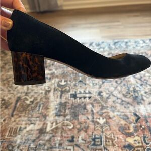 Black Leopard Block Heel Women's Shoes